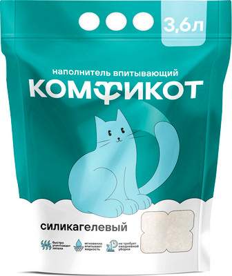 Наполнитель для туалета Комфикот Силикагелевый впитывающий / 20367007