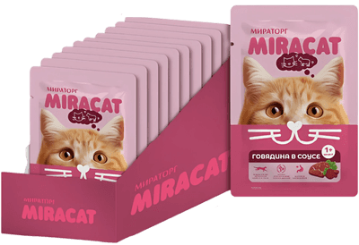 Влажный корм для кошек Мираторг Miracat Для взрослых кошек всех пород с говядиной