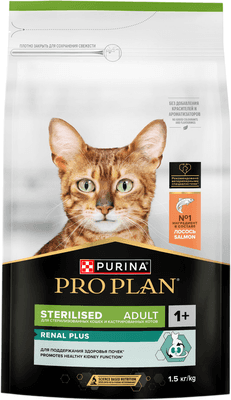 Сухой корм для кошек Pro Plan Sterilised Renal Plus с лососем