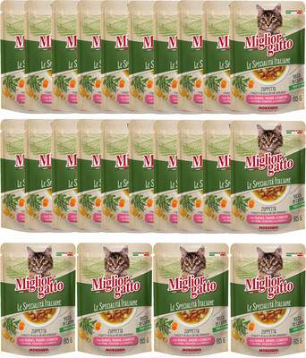 Влажный корм для кошек Miglior Gatto Le Specialit Italiane Полоски в соусе свин./картоф./морк.
