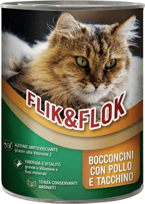 Влажный корм для кошек Morando Flik&Flok Кусочки с курицей и индейкой