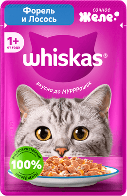 Влажный корм для кошек Whiskas желе форель и лосось