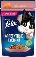 Влажный корм для кошек Felix Аппетитные кусочки с лососем в желе