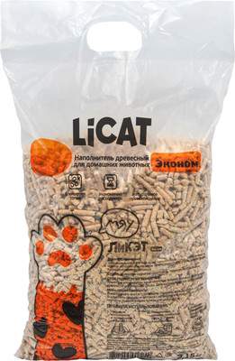 Наполнитель для туалета LiCat Древесный Эконом