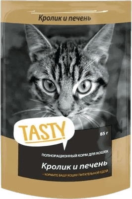 Влажный корм для кошек Tasty Cat с кроликом и печенью в желе