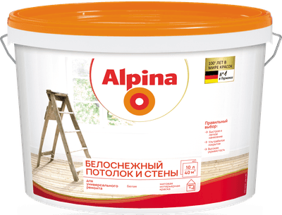 Краска Alpina Белоснежный потолок и стены