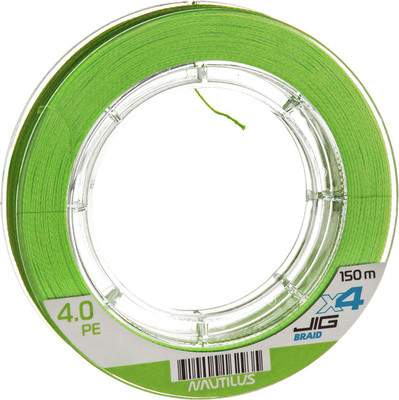 Лески рыболовные NAUTILUS X4 Jig Braid Chartreuse d-0.20мм 15.7кг 2.5PE 150м / 06-42302642