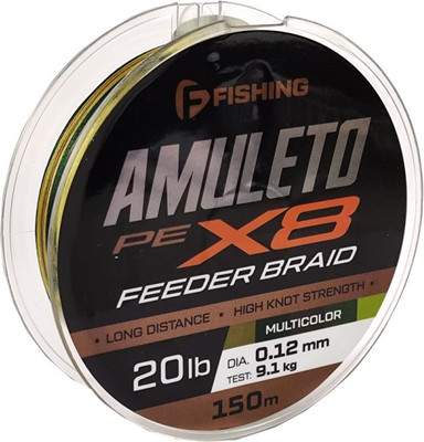 Леска плетеная F-Fishing Amuleto Braid PE X8 Feeder 150м Multicolor 0.12мм / FAMB150-012