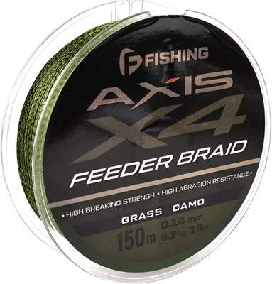 Лески рыболовные F-Fishing Axis Braid PE X4 Feeder 150м Grass Camo 0.14мм / FAXB150-014