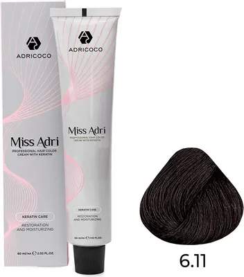 Крем-краска для волос Adricoco Miss Adri с кератином 6.11