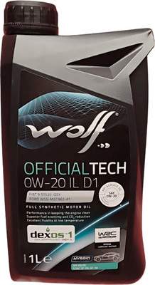 Моторное масло WOLF OfficialTech 0W20 IL D1 / 1054570