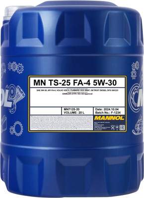 Моторные масла Mannol TS-25 7125 FA-4 SAE 5W-30 / MN7125-20