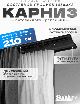 Карниз для штор Sundays Home D-6-P двухрядный