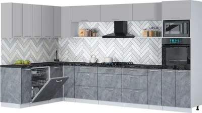 Кухонный гарнитур Interline Мила Gloss 1.896х3.58-2