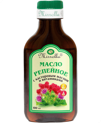 Масло для волос Mirrolla Репейное с касторовым маслом и с Витаминами А и Е