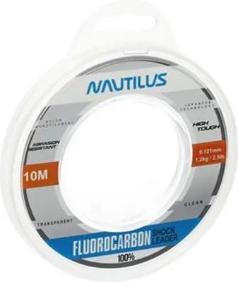 Леска флюорокарбоновая NAUTILUS Fluorocarbon Shock Leader 100% 0.121мм 1.2кг 10м New 06-42317276