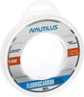 Леска флюорокарбоновая NAUTILUS Fluorocarbon Shock Leader 100% 0.331мм 7.7кг 10м New 06-42317285