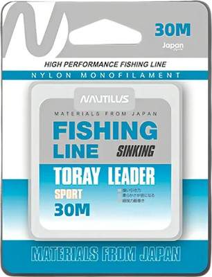 Леска монофильная NAUTILUS Toray Leader Sport 0.074мм 0.75кг 30м New 06-42317260