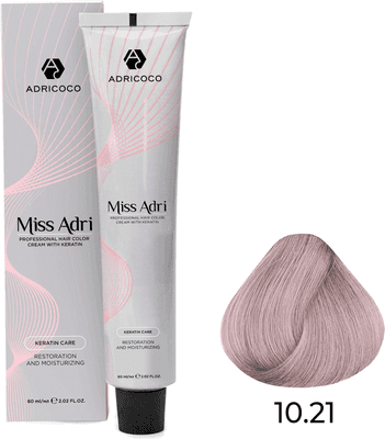 Крем-краска для волос Adricoco Miss Adri с кератином 10.21