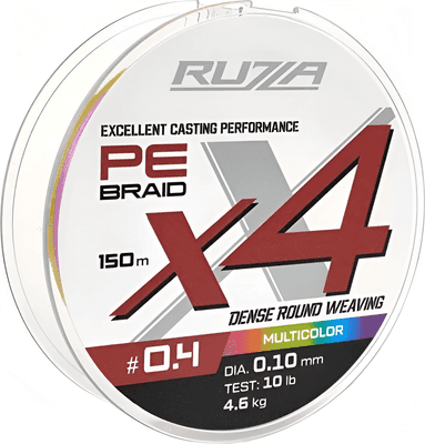 Леска плетеная RUZZA X4 150м Multicolor 0.10мм 4.6кг/10lb / RBX4M-010