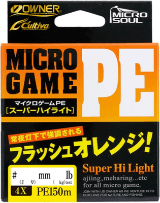 Леска плетеная Owner Micro Game PE х4 Flash Orange 150м 0.090мм 2.8кг / 66107-0090