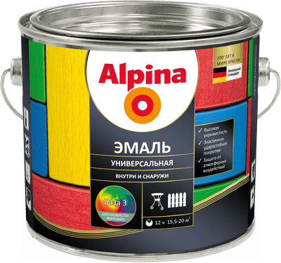 Краски, эмали Alpina Универсальная. База 3