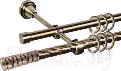 Карниз для штор АС ФОРОС Grace D16K/16Г составной + наконечники Торино