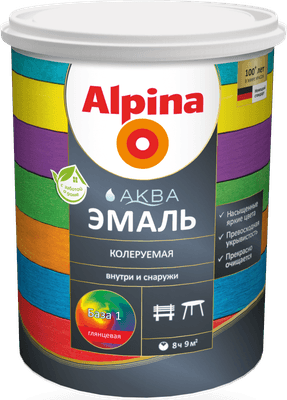Эмаль Alpina Аква колеруемая глянцевая. База 1