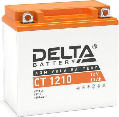 Мотоаккумулятор DELTA AGM СТ 1210 YB9A-A / YB9-B / 12N9-4B-1