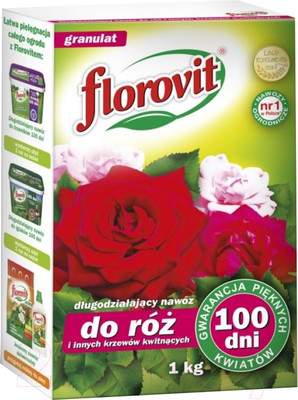 Удобрение Florovit Длительного действия для роз и др. цветущих кустарников 100 дней