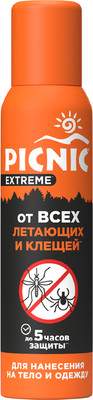 Аэрозоль от насекомых PICNIC Extreme от всех видов летающих насекомых и клещей