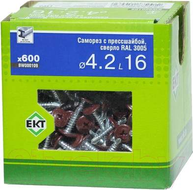 Саморез ЕКТ С прессшайбой 4.2х16 сверло / BW000109