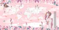 Фотообои листовые Citydecor Princess Карта мира с ростомером 20