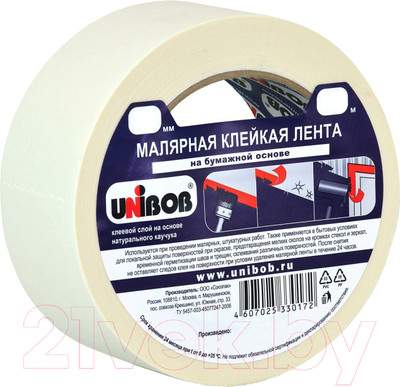 Скотч, ленты малярные Unibob 38ммх50м / 28138