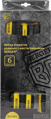 Отвертки, наборы отверток BERGER Ударных с шестигранником / BG1067