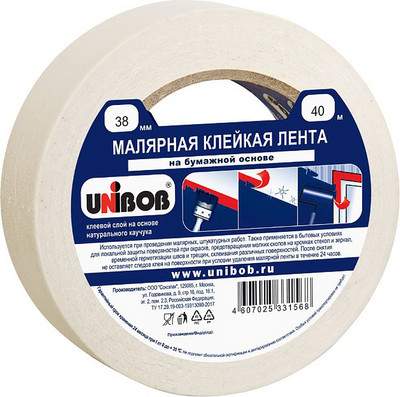Лента малярная Unibob 38ммх40м / 37962