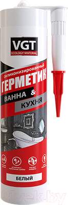 Герметик силиконовый VGT Для наружных и внутренних работ для ванной и кухни