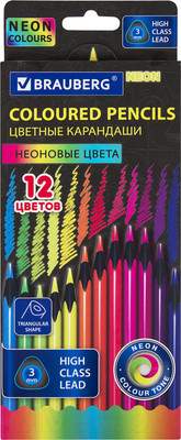 Набор цветных карандашей Brauberg Neon / 181852