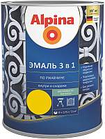 Краски, эмали Alpina По ржавчине 3 в 1 RAL1021