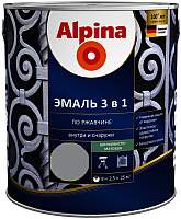 Эмаль Alpina По ржавчине 3 в 1 RAL9023