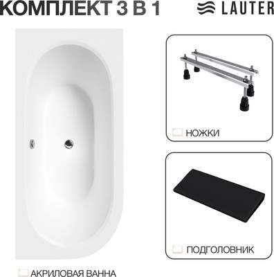 Ванна акриловая Lauter Bliss 160х75  P / 21201062P