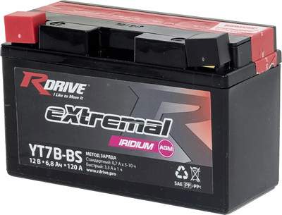 Мотоаккумулятор RDrive eXtremal Iridium YT7B-BS