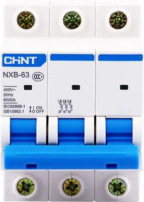 Выключатель автоматический Chint NXB-63 3P 20A 6кА C / 814171