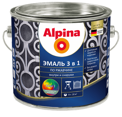 Краски, эмали Alpina По ржавчине 3 в 1. База 1