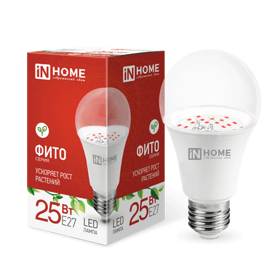 Лампа для растений INhome LED-A65 STD-ФИТО 25Вт 230В Е27 / 4690612057712