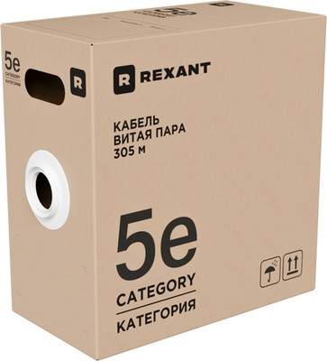 Кабели, переходники Rexant U/UTP CAT 5e PVC 4PR 24AWG / 01-0052-R