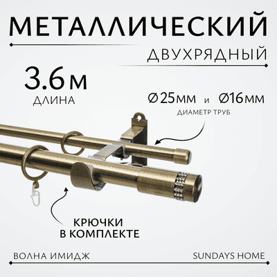 Карниз для штор Sundays Home Волна Имидж 25мм+16мм двухрядный