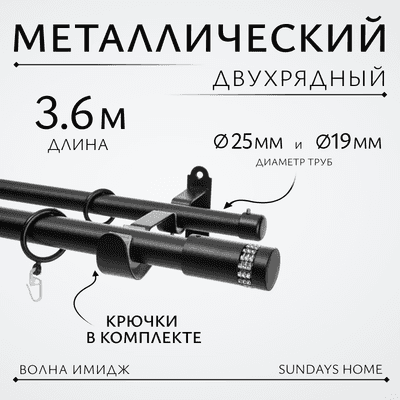 Карниз для штор Sundays Home Волна Имидж 25мм+19мм двухрядный