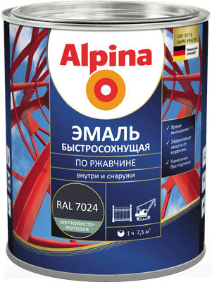 Грунт-эмаль Alpina Быстросохнущая по ржавчине RAL7024