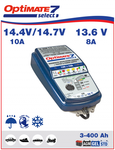 Зарядное устройство OptiMate 7 SELECT (1x10А, 12V), TM250